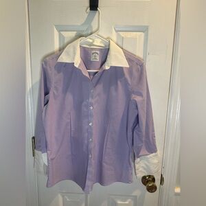 Brooks Brothers Non Iron‎ Shirt Women’s Fitted Classic Purple White Workwear 6